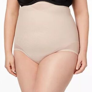 NWT Miraclesuit Sexy Sheer High Waist Shaping Brief L Warm Beige Tummy Control